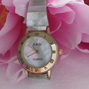 EKO Watch Mother of Pearl Face Band Expandable VTG